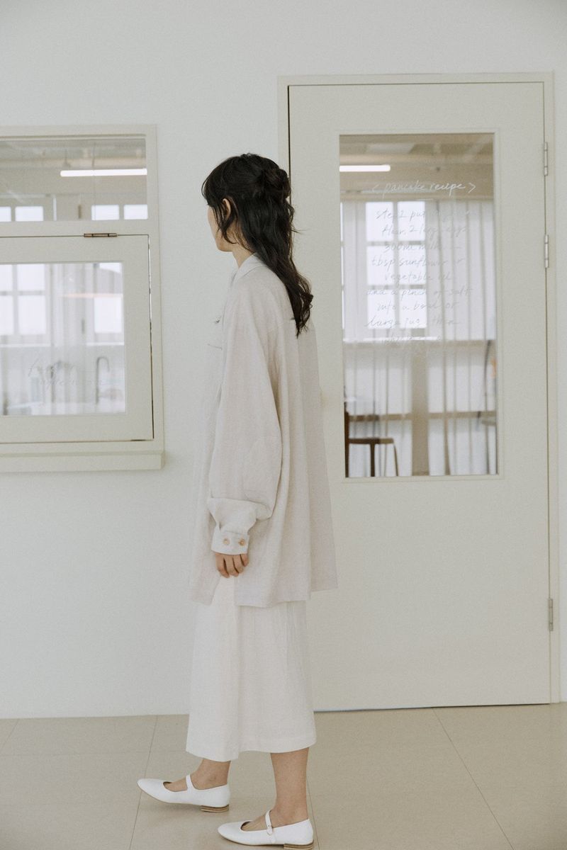 unisex linen patch shirts natural
