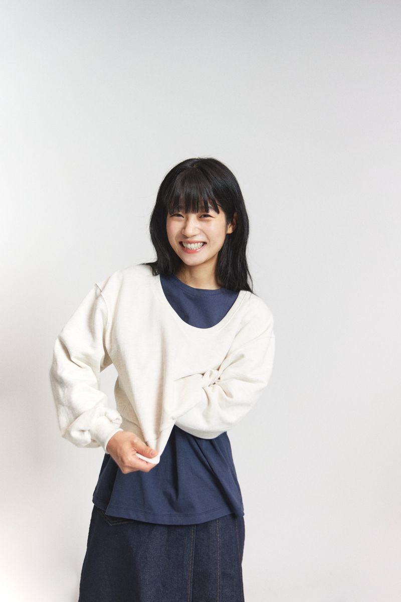 U-neck crop sweatshirt / Oatmeal