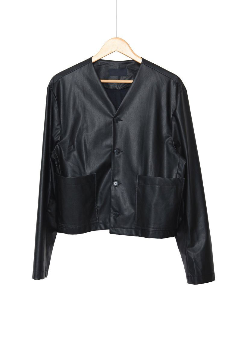 Crop leather cardigan