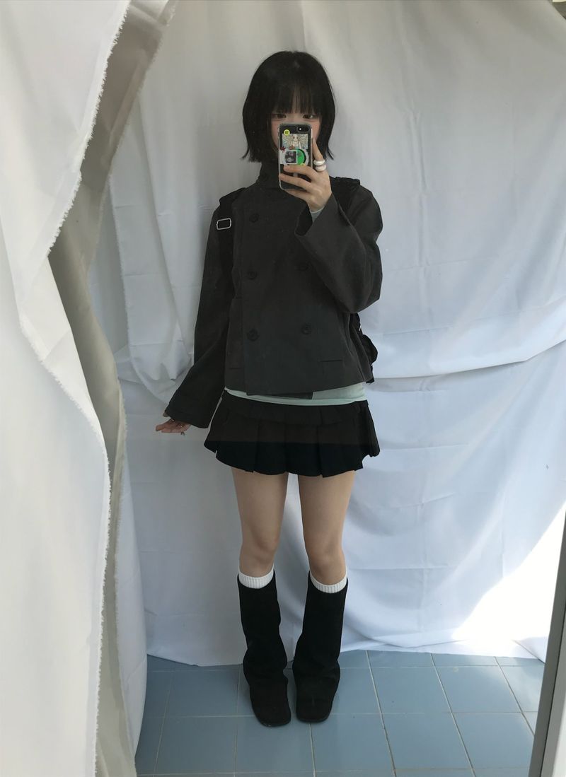 double frill pleated skirt