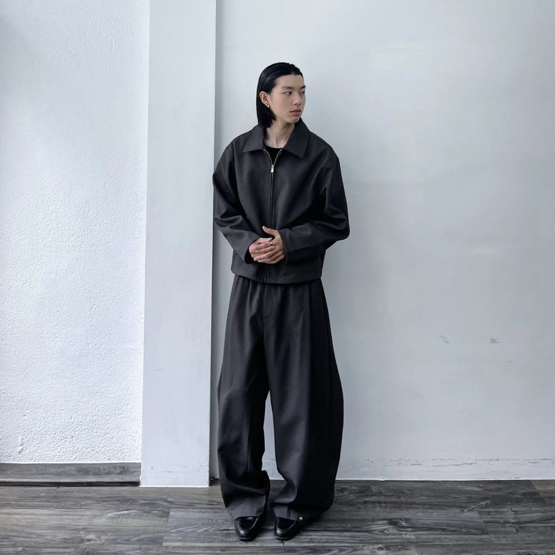 ピンストライプ ジップ ジャケット