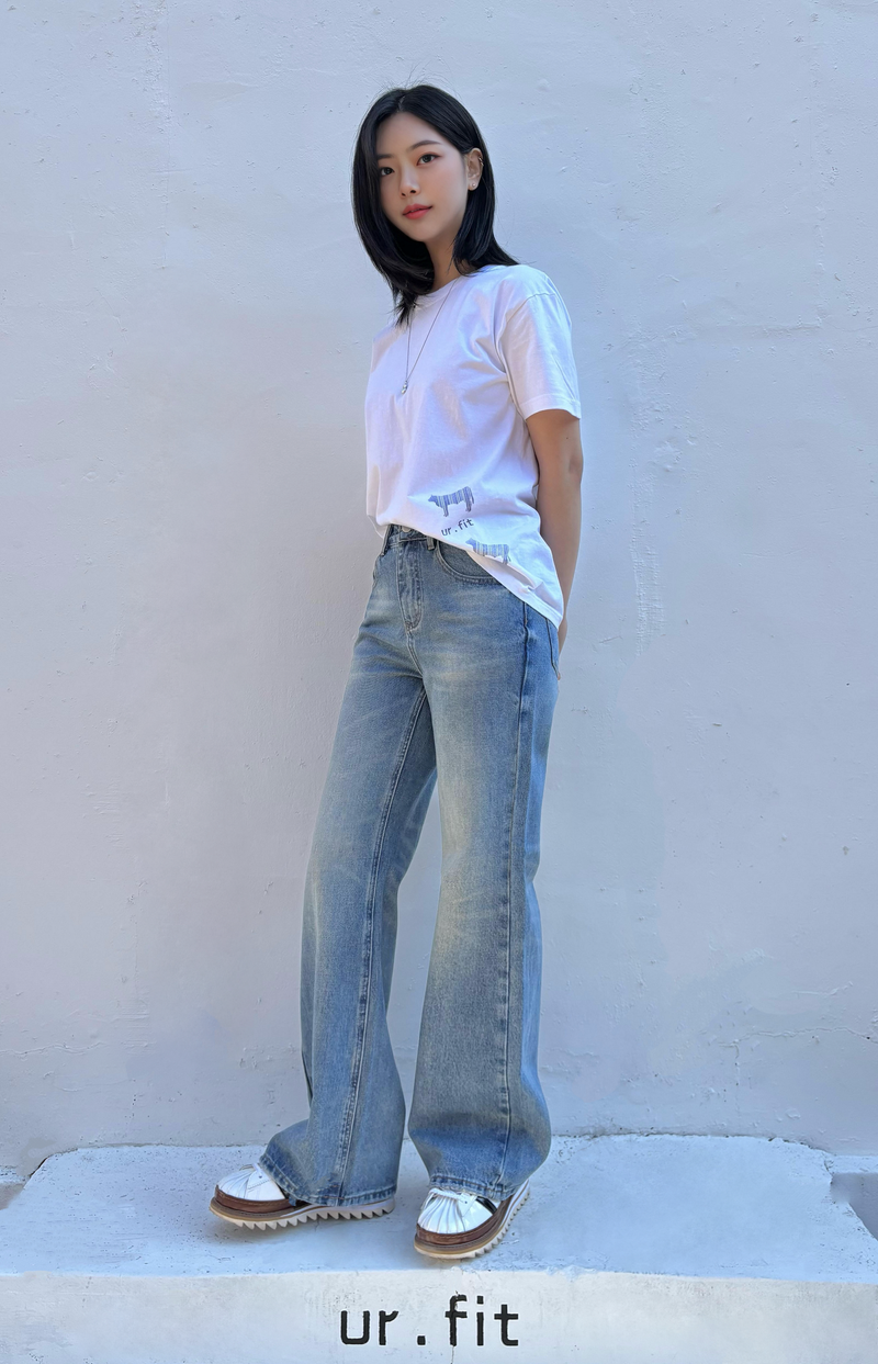 REGULAR SEMI BOOTCUT DENIM PANTS code 25007