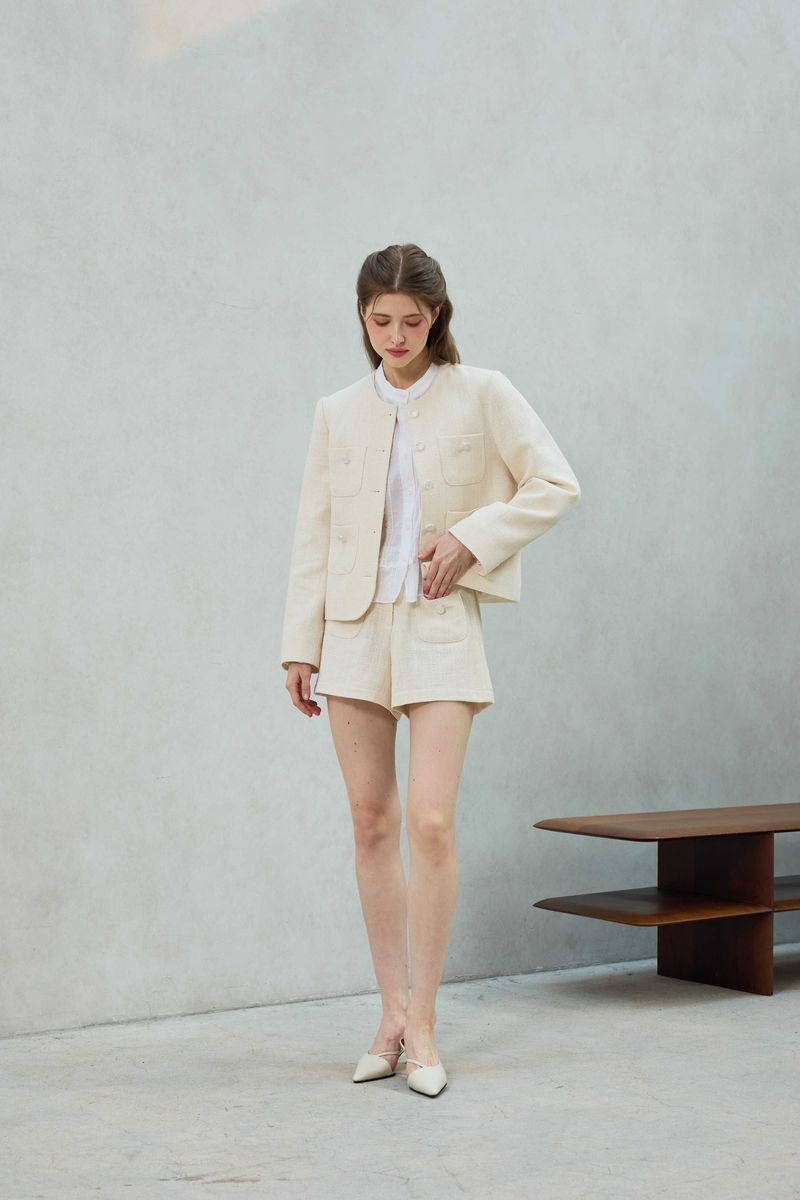 CHERISH TWEED SHORTS PANTS / WHITE