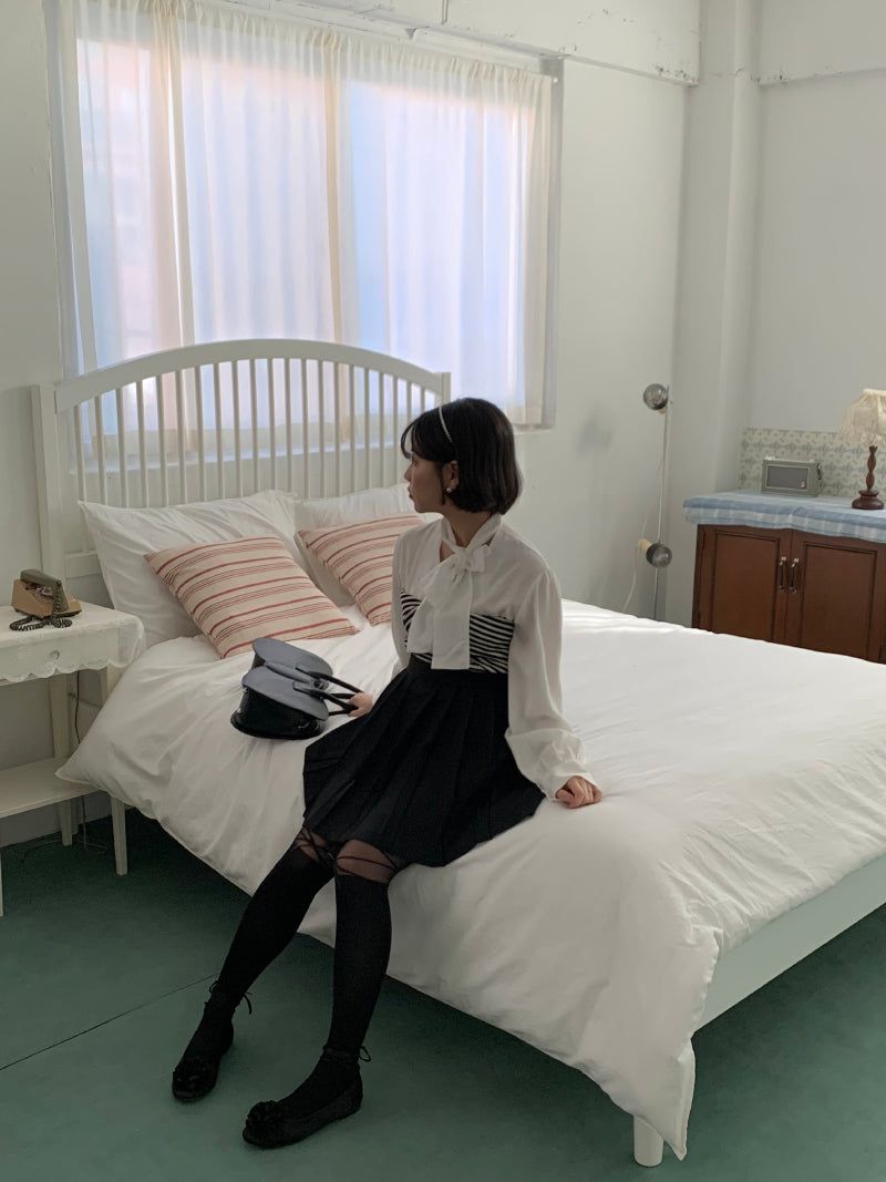 リボンタイストックング (black)