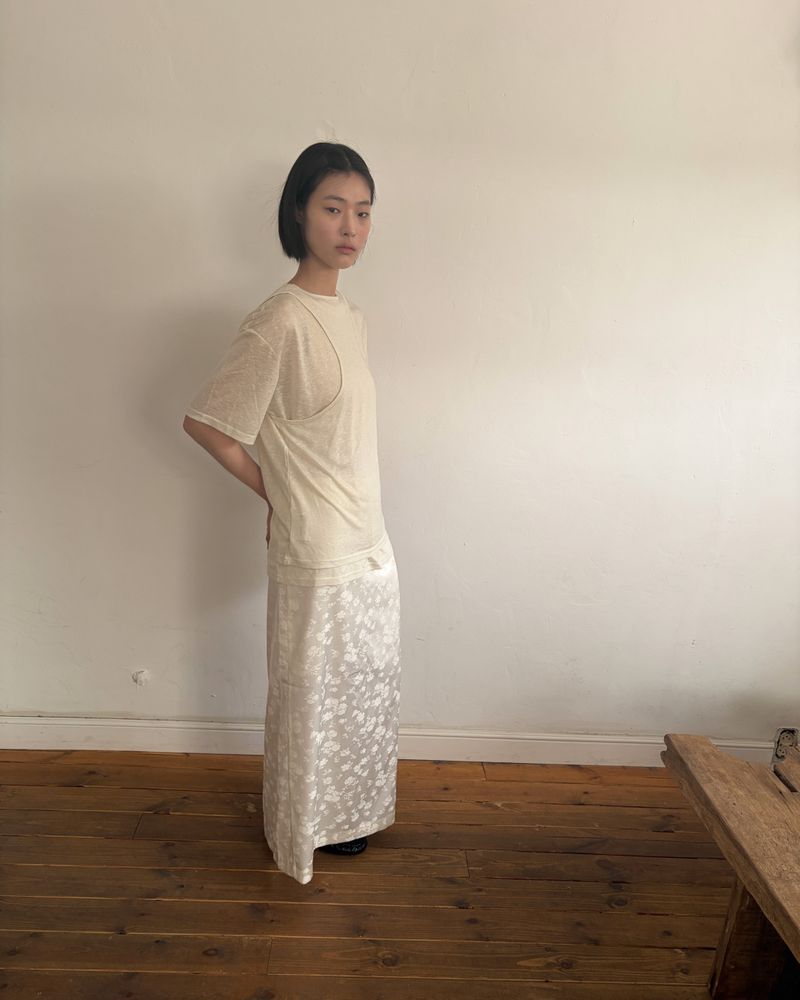 floral satin skirt