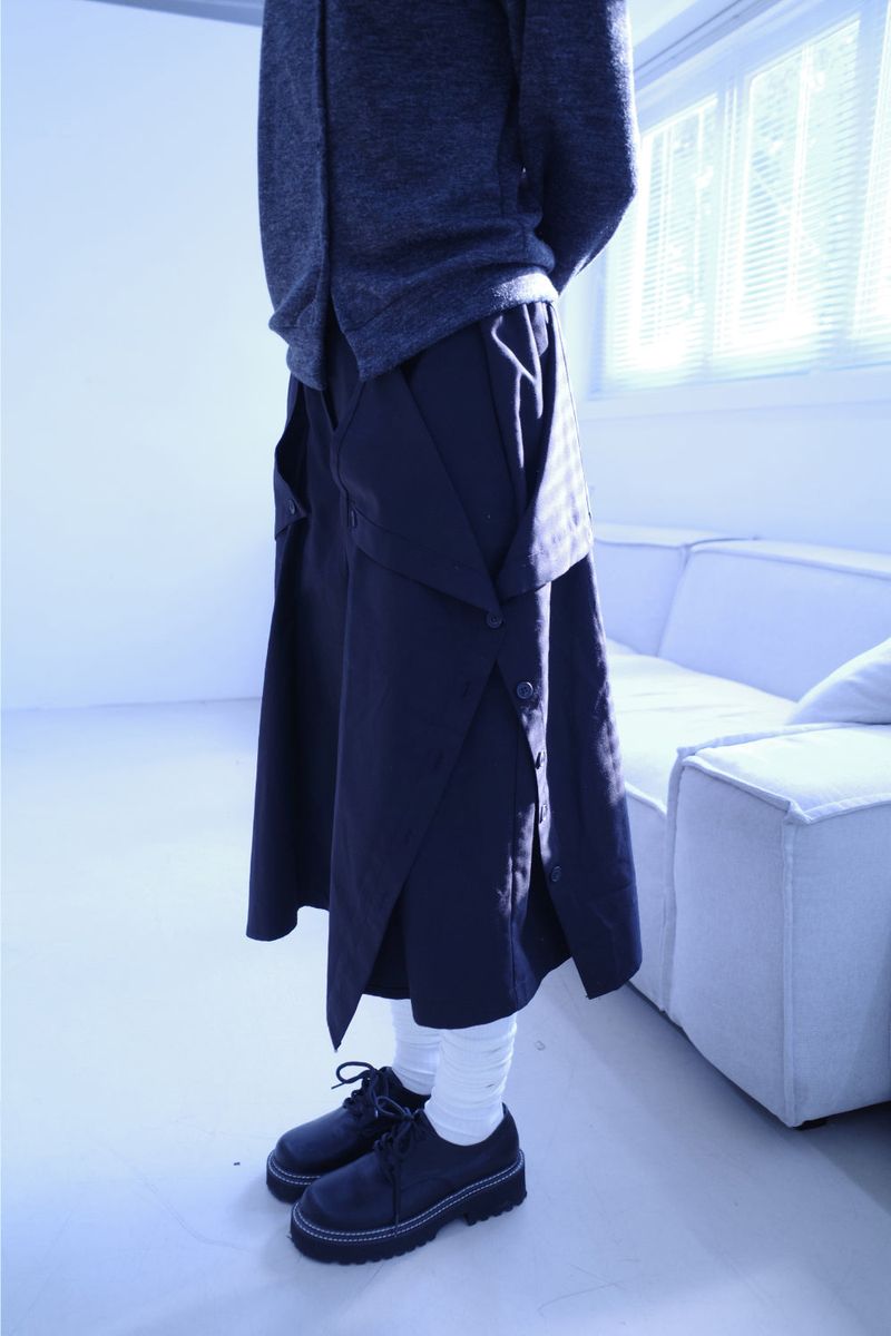 Maroon button bermuda pt (3color)