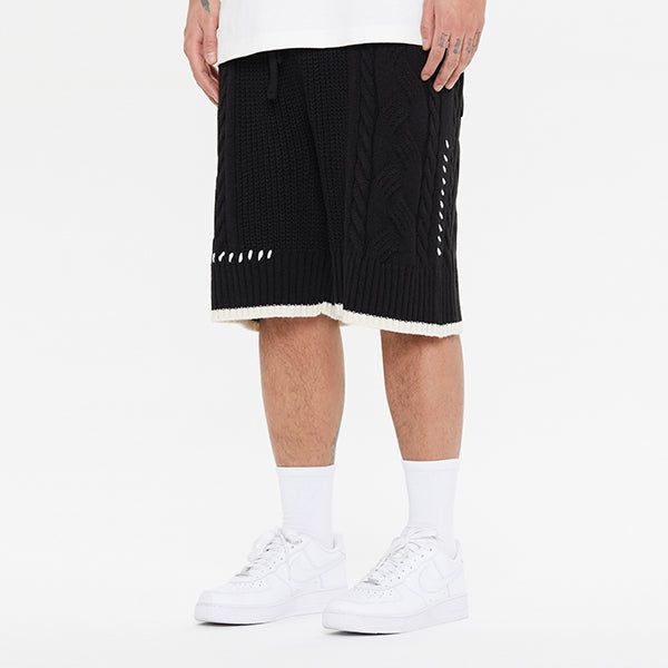 CABLE KNIT WIDE HALF PANTS