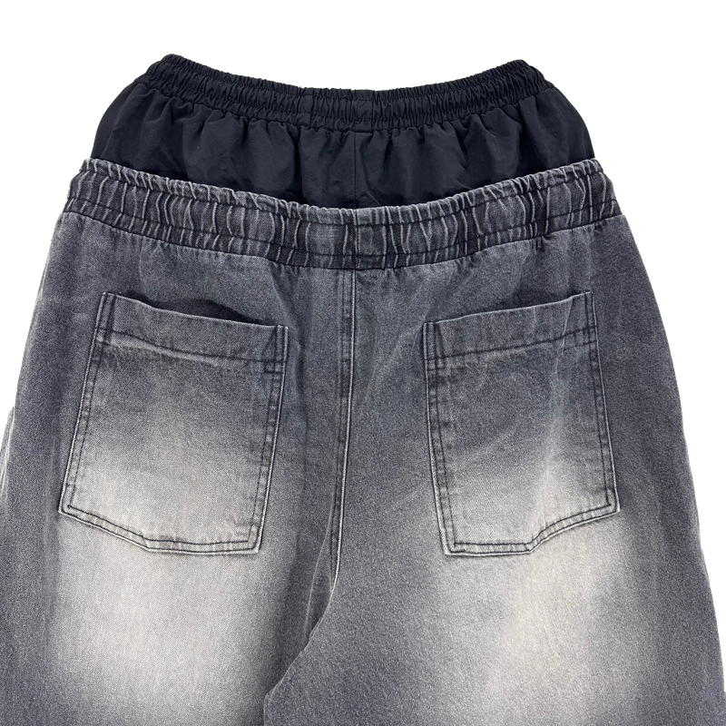 double waist denim pants