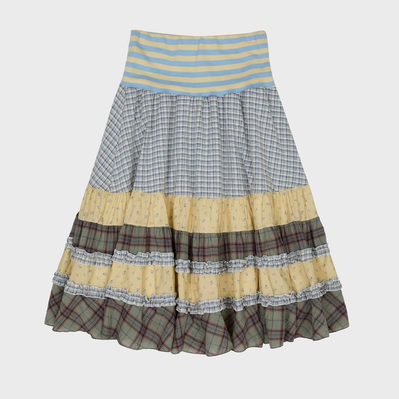 Mix Pattern Midi Skirt