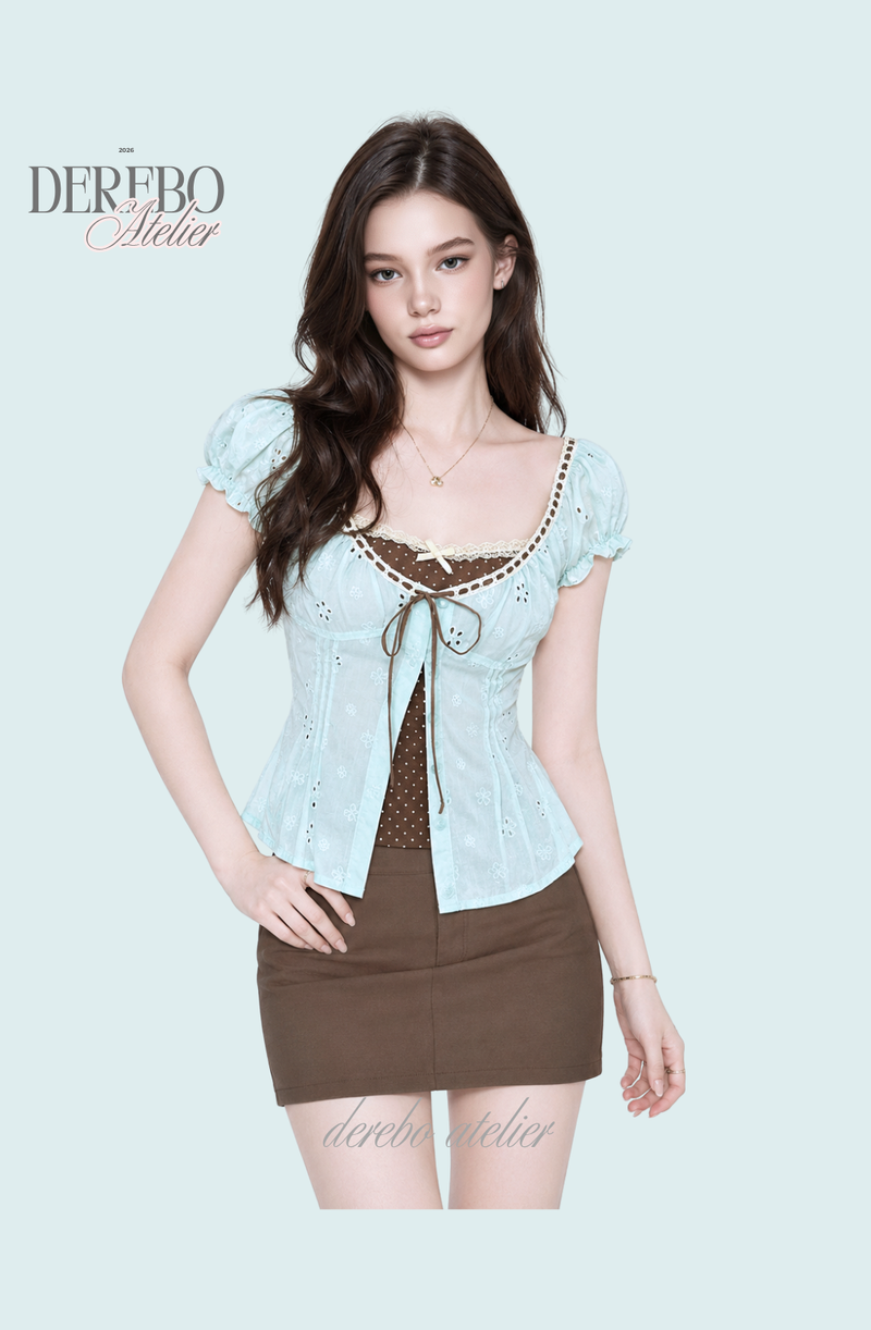 Mint Mocha Eyelet Blouse