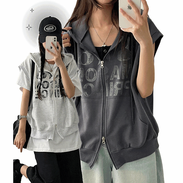 hijjoo（ハイチュー）の「Poltet Two-Way Hooded Vest Zip-Up（Tops）」