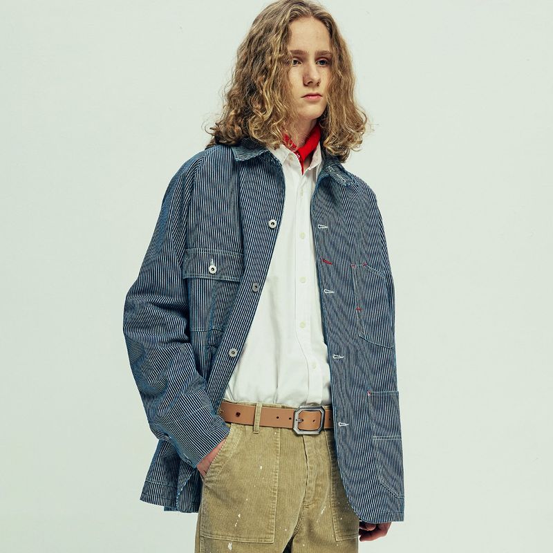 xau hickory chore jacket navy stripe