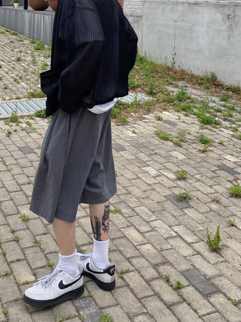 SL Wide Pintuck Bermuda Pants 3C