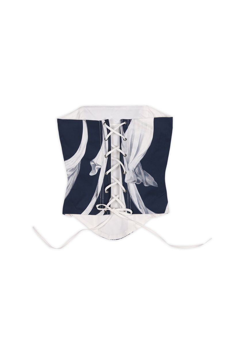 ROMANTIC PRINTED CORSET #WHITE SILK
