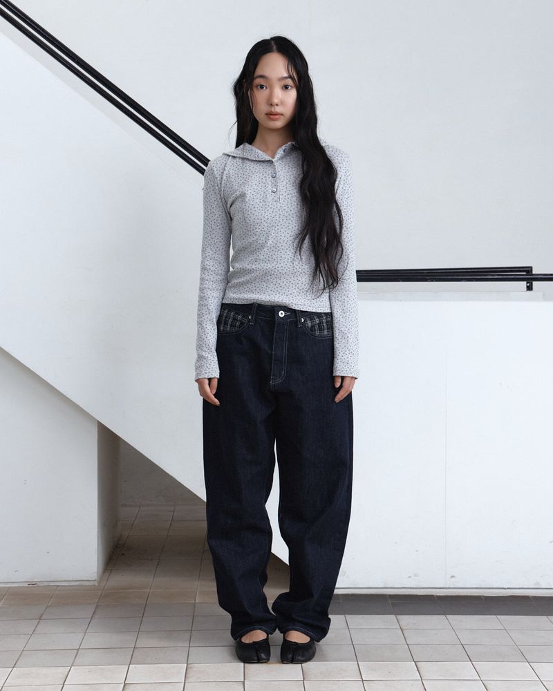 Half Button Flower Hoodie