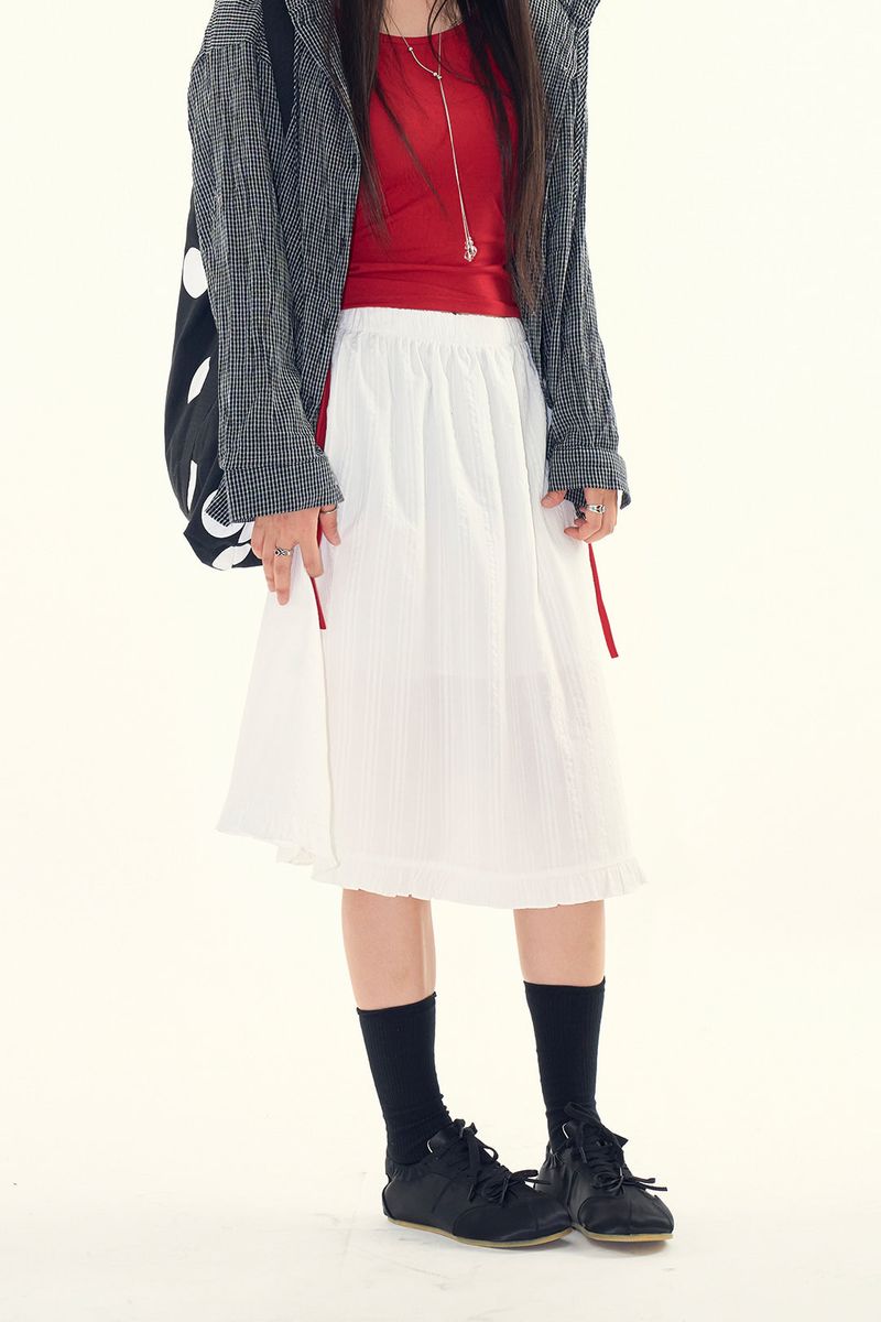 Raucohouse（ラウコハウス）の「Rosy cotton frill midi skirt（Skirts）」