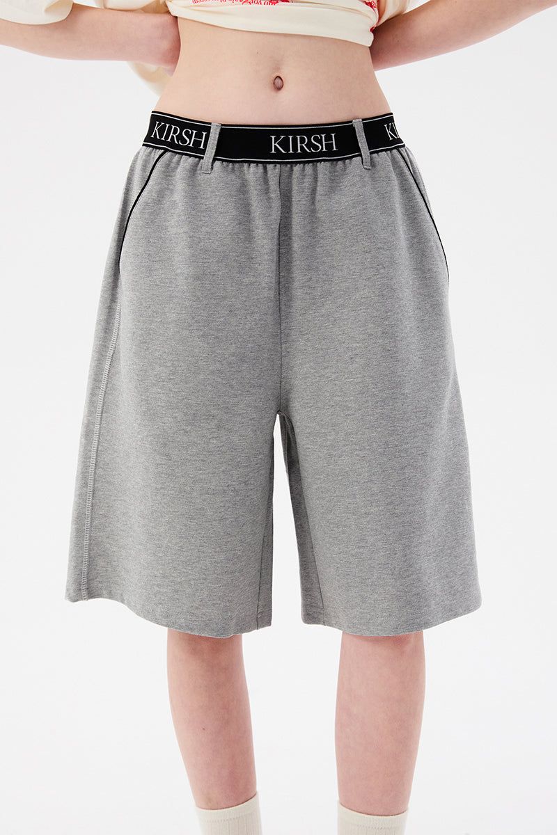DOODLE CHERRY HALF LENGTH BANDING PANTS [MELANGE GRAY]