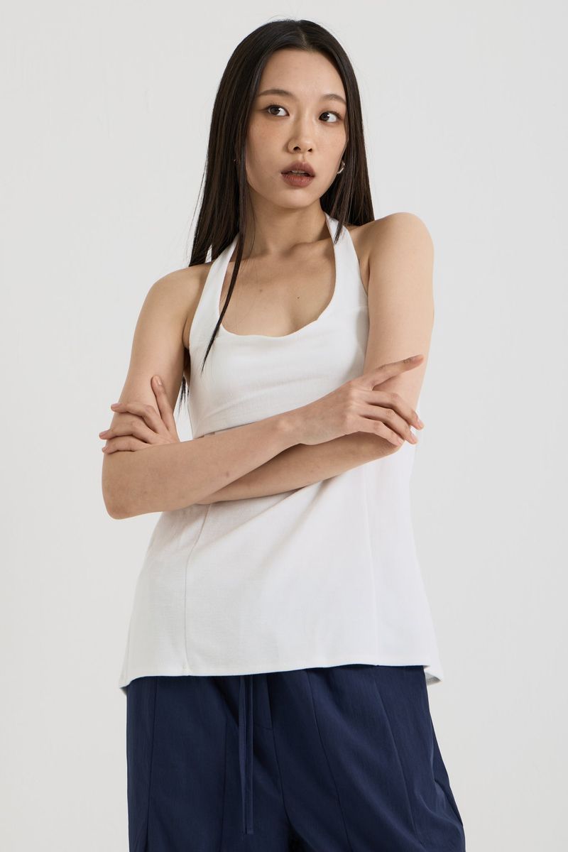 Halterneck sleeveless, White