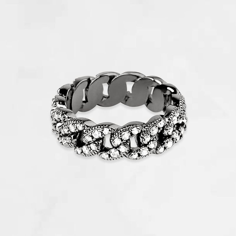 [KANG DANIEL] [S925] Stones Cuban Ring (black silver)