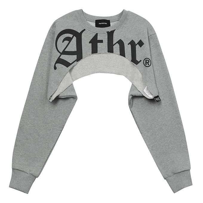 MELANGE GRAY ATHR MAXI CROP SWEATSHIRT