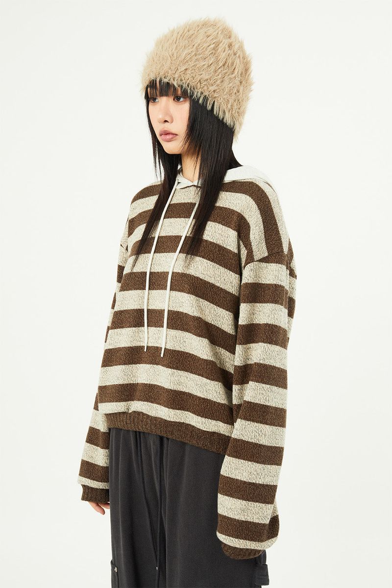 Raucohouse(ラウコハウス)の「Tracy hooded stripe knit(Tops)」