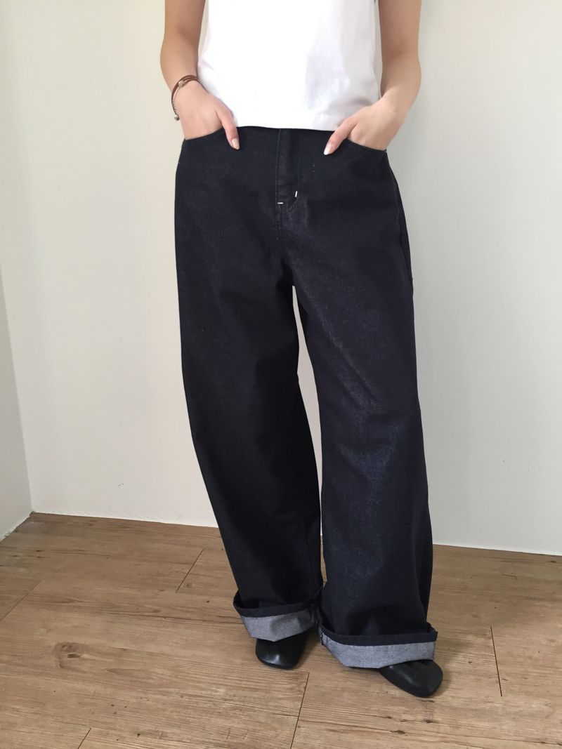 Stitched wide engine denim (2color)