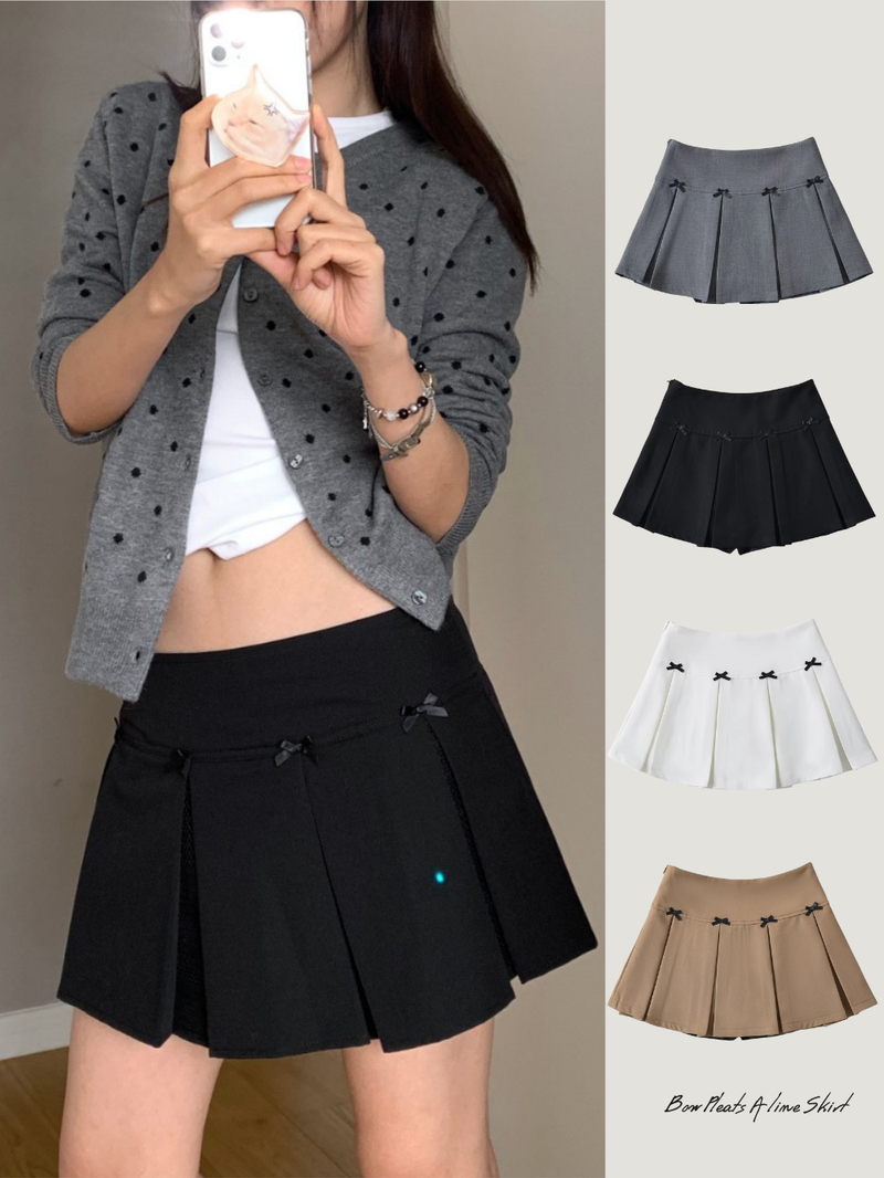 Bow Pleats A-line Skirt