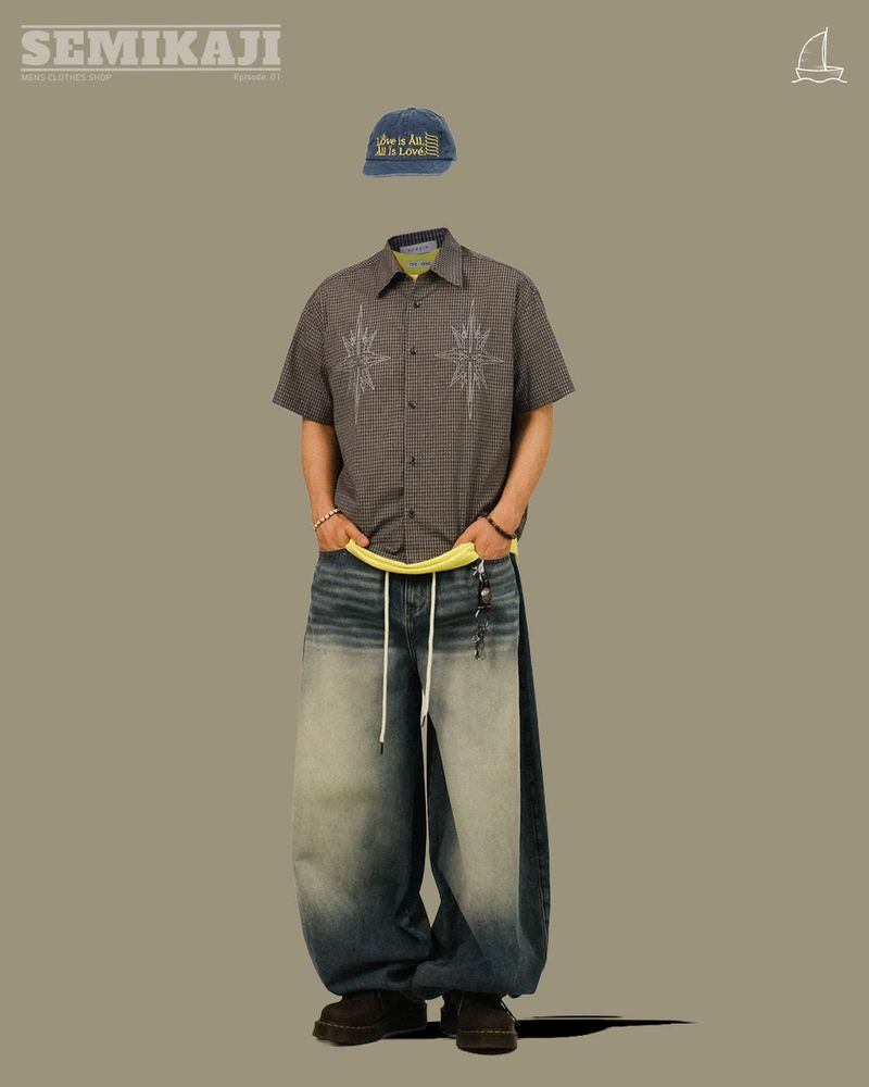 RE STAR Check Crop Shirts
