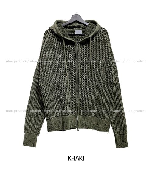 ON Dying Damage Mesh Hood Zip Up
