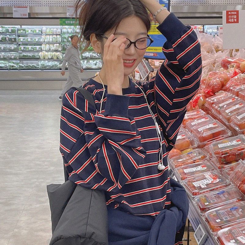 natural mind（ナチュラル マインド）の「Thiel Box fit Stripe T-shirt（Tops）」
