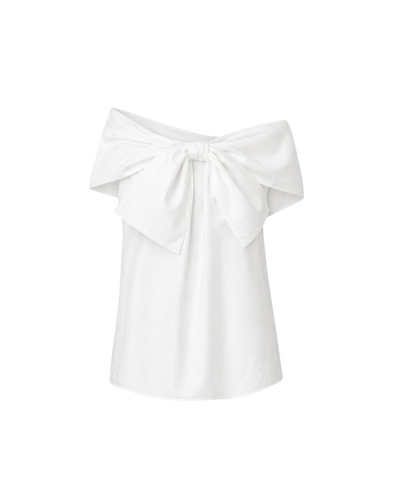 TWEEDY-A（ツウィーディア）の「Luna Big Ribbon Off-Shoulder Blouse White（Tops）」