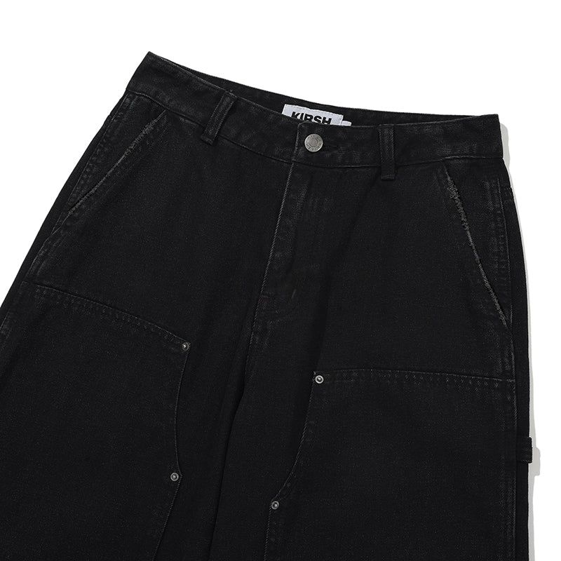 CARPENTER WIDE FIT DENIM PANTS [BLACK]