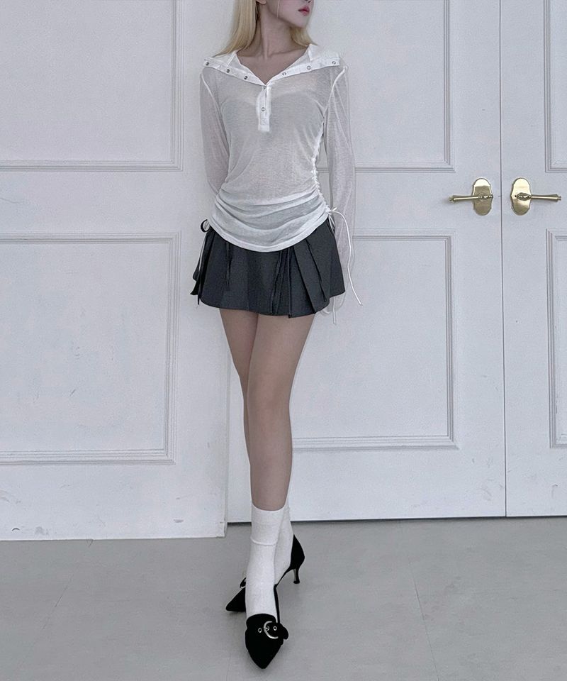 Shirring Hoodie Top (2colors)