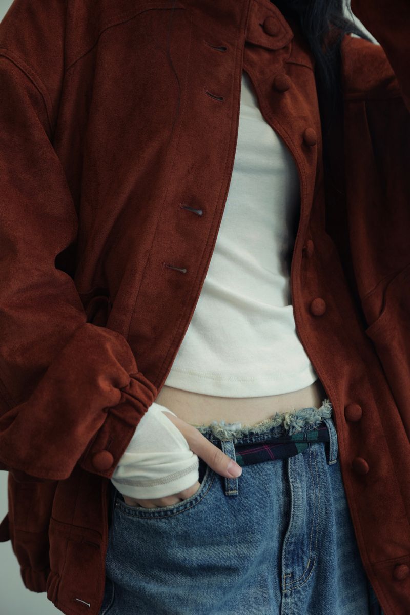 CINNAMON OVER FIT SUEDE JACKET