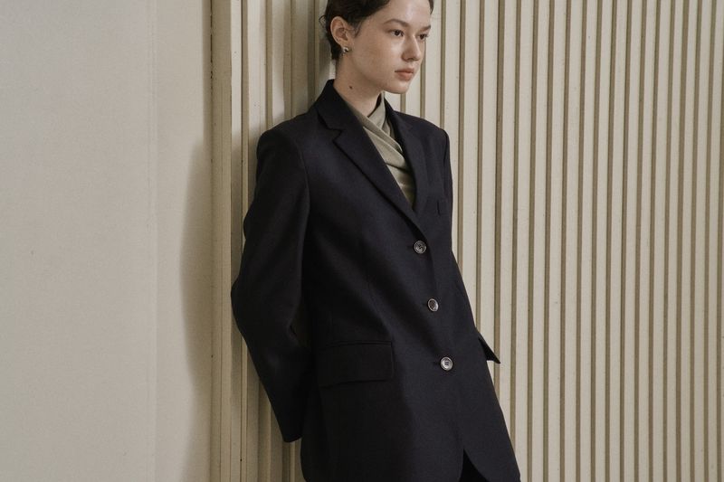 WOOL TWILL SETUP JACKET_NAVY