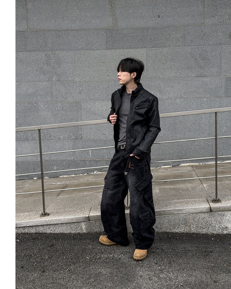 Sel Distressed Cargo Wide Denim