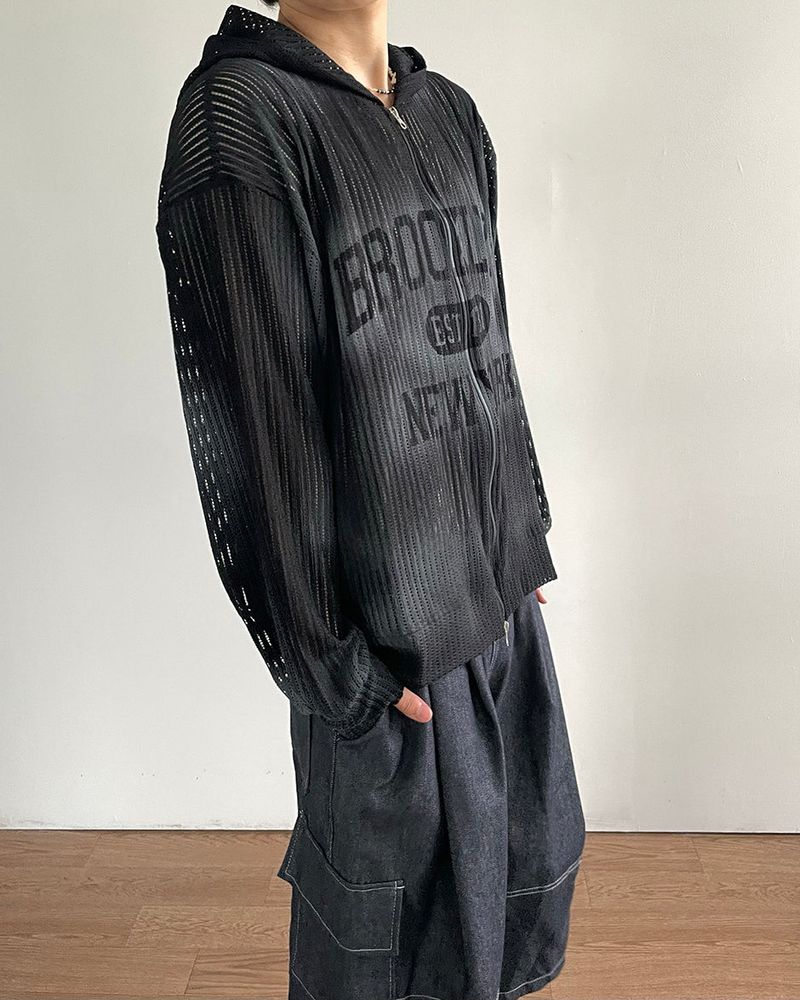 ブルースプレーメッシュフードジップアップ