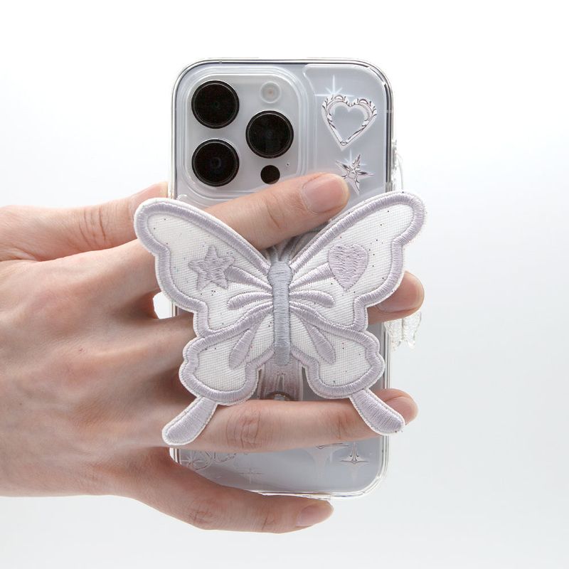 SUN CASE CLEAR PATCH BUTTERFLY SILVER