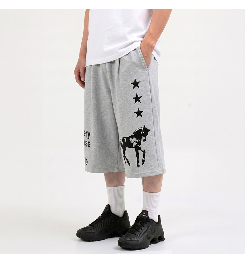 Balloon Curved Sweat Bermuda Pants Gray Horse
