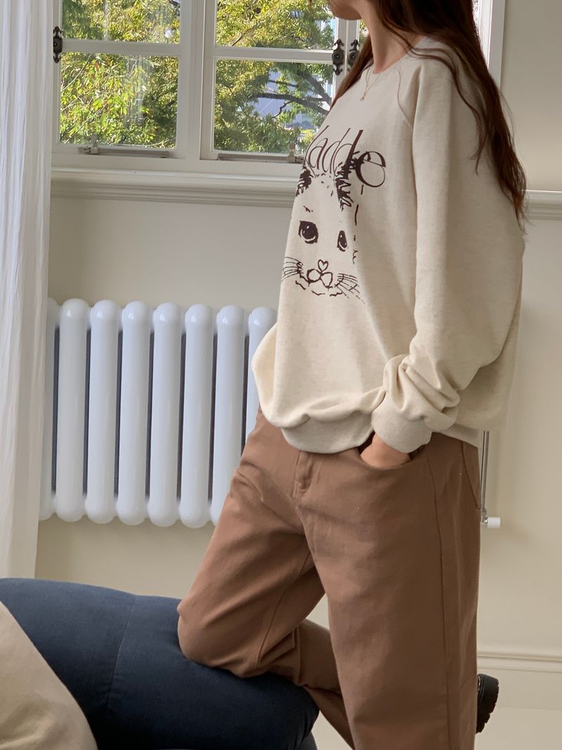CAT DRAWING SWEATSHIRTS (OATMEAL)