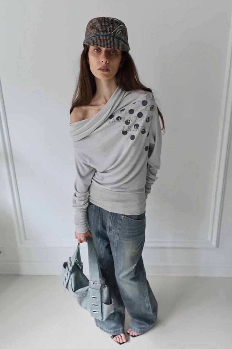 PORTERNA（ポルテナ）の「26SS★ ドレープドットグラフィックアンゴラトップ（トップス）」