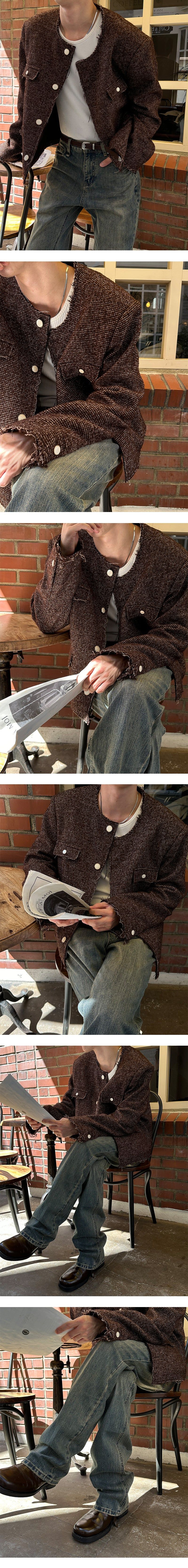 [F/W] Mix cutting tweed jacket(2color)