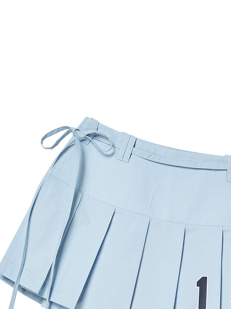 PLEATS WRAP SKIRT (DENIM)