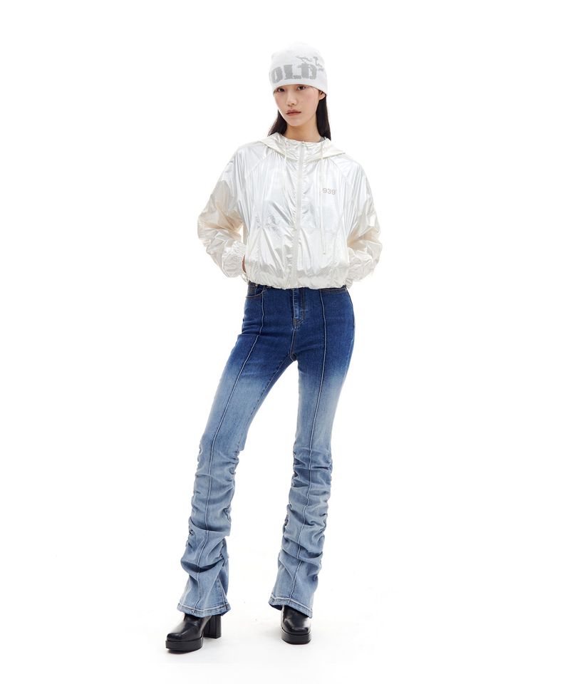 BOOTSCUT SHIRRING DENIM PANTS (BLUE)