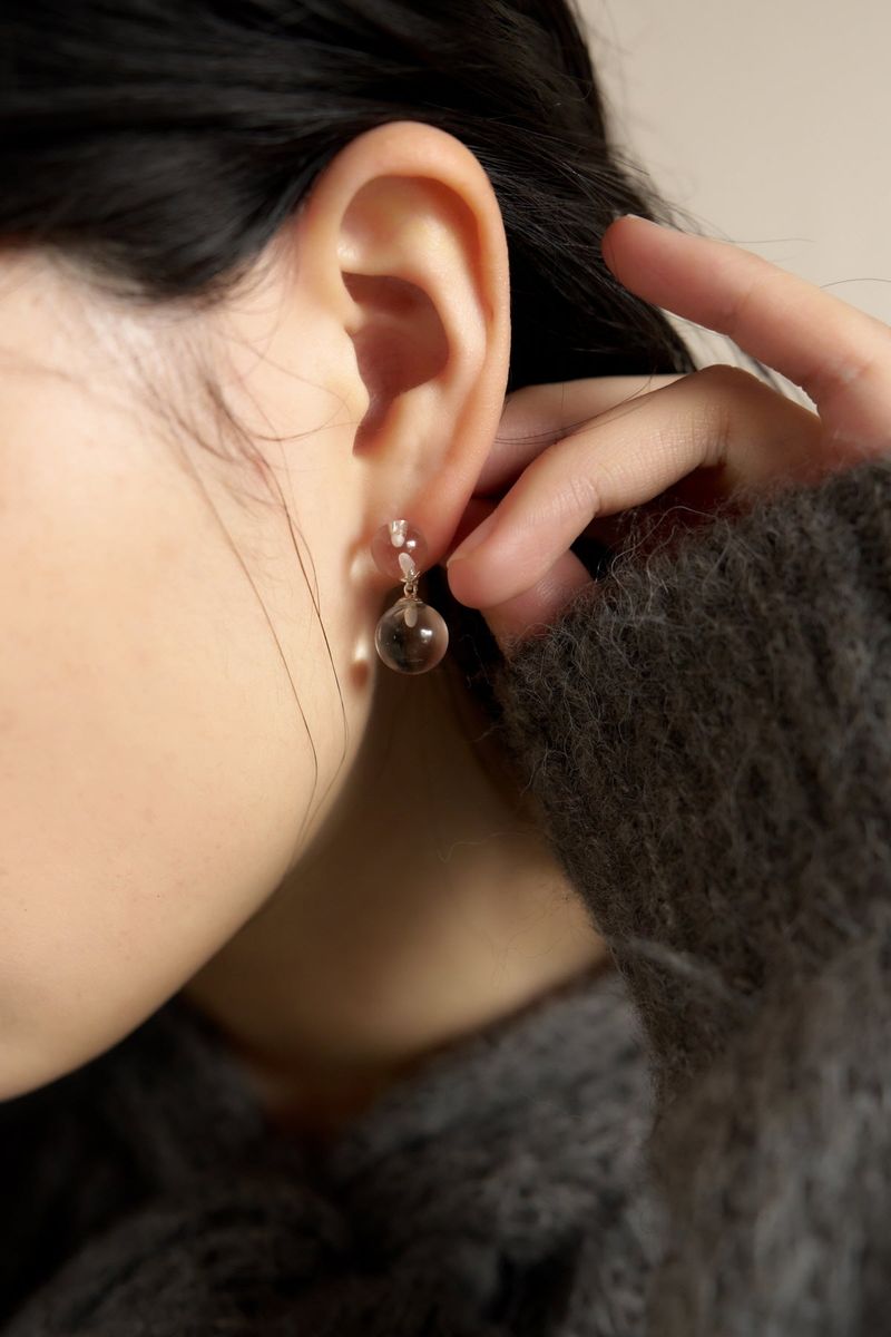 clear quartz earring (2color)
