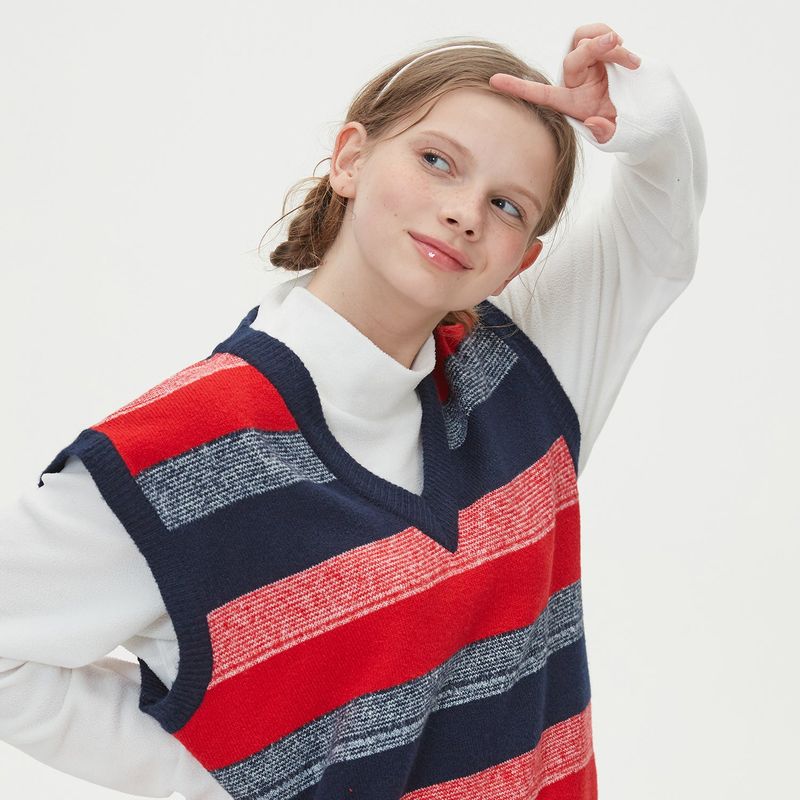 CASHLIKE BLENDED KNIT VEST_RED
