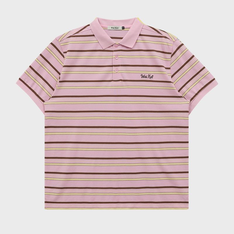 WaiKei（ワイケイ）の「Stripe Logo Pique Half T-shirt（Tops）」