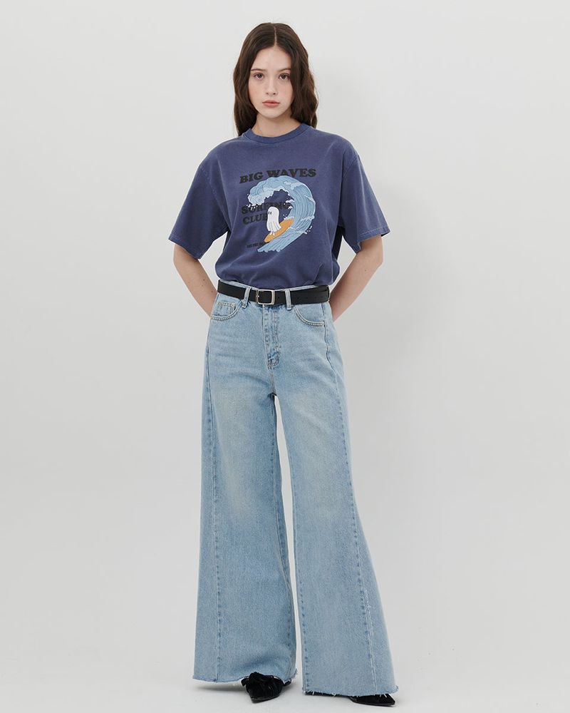 PANELED WIDE LEG JEANS [LIGHT BLUE]