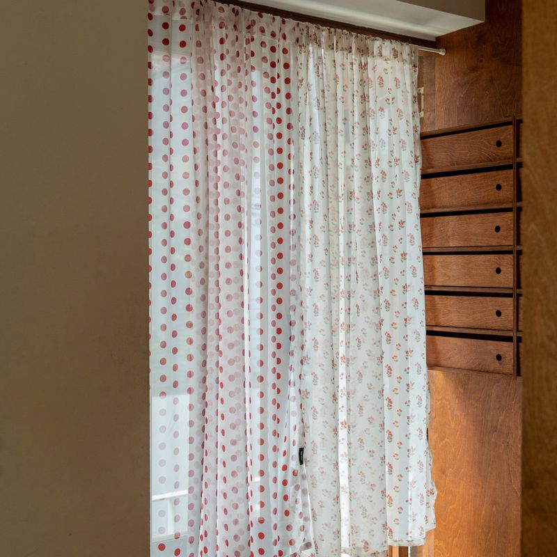 Retro Patterned Chiffon Door Curtain - M size