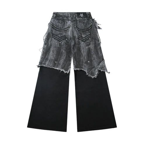 "005 CHAOS DREAM" WAXED GREY LAYER PANTS